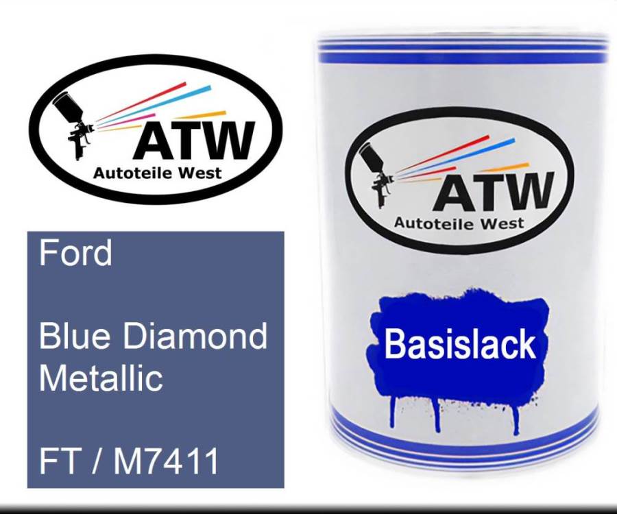 Ford, Blue Diamond Metallic, FT / M7411: 500ml Lackdose, von ATW Autoteile West.